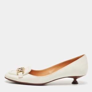 Tod's White Leather Chain Link Pumps Size 36