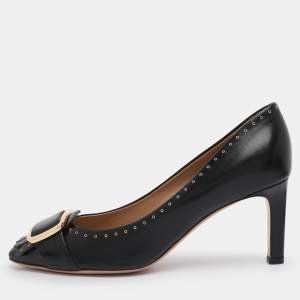 Pre Owned Salvatore Ferragamo Black Leather Leonie Pumps Size 40