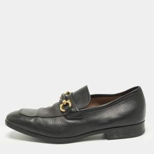مملوكة مسبقًا Salvatore Ferragamo Gancini Size 37.5 Black Leather Loafers