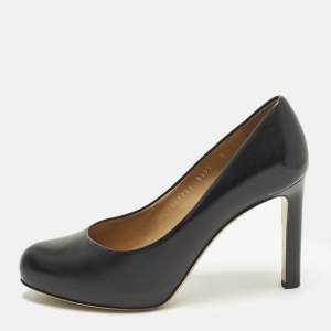 مملوكة مسبقًا Salvatore Ferragamo Leo Size 37.5 Black Leather Pumps
