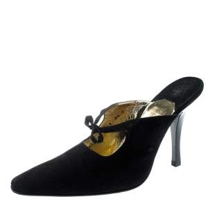 Salvatore Ferragamo Black Suede Anamur Pointed Toe Mules Size 40