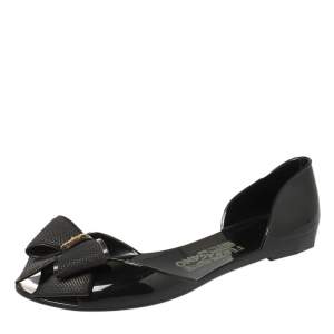 مملوكة مسبقًا حذاء فلات سالفاتوري فيراغامو باربادوس مطاط أسود مقاس 38.5