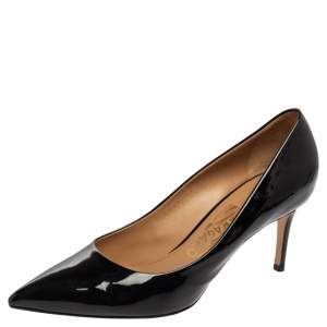 Salvatore Ferragamo Black Patent Leather Pointed Toe Pumps Size 37