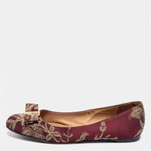 حذاء باليرينا فلات سالفاتوري فيراغامو قماش لوركس عنابي مقاس 37.5 