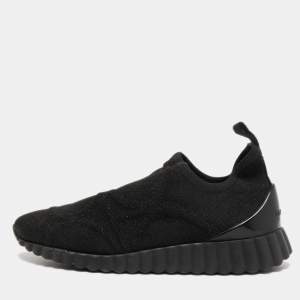 Pre Owned Salvatore Ferragamo Black Fabric Fanny 2 Slip On Sneakers Size 40.5