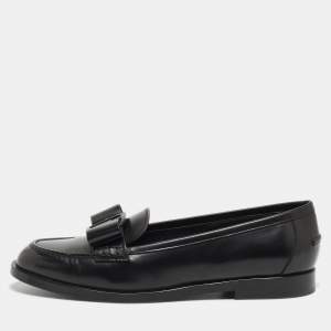 Pre Owned Salvatore Ferragamo Black Leather Mattia Buckle Loafers Size 40.5