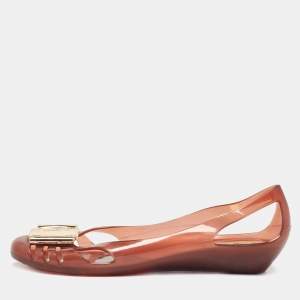 Salvatore Ferragamo Brown Jelly Bermuda Flats Size 36.5 