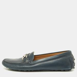 Salvatore Ferragamo Blue Leather Gancini Loafers Size 39
