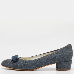 Pre Owned Salvatore Ferragamo Blue Denim Varina Pumps Size 36