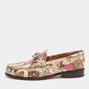 Salvatore Ferragamo Multicolor Flower Printed Leather Bit Slip On Loafers Size 40.5