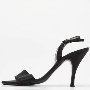 Salvatore Ferragamo Black  Satin Ankle Strap Sandals Size 38.5