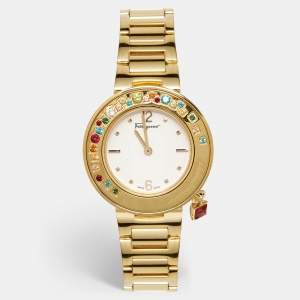 Salvatore Ferragamo White Rose Gold Plated Stainless Steel Gancino FF5020013 Women's Wristwatch 36 mm