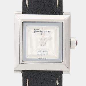 مملوكة مسبقًا Ferragamo Square SFYC00121 Quartz White Stainless Steel Women's Wristwatch 22mm