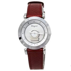 Salvatore Ferragamo Silver Stainless Steel Leather Minuetto FQ4020013 Women's Wristwatch 37 mm