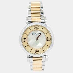 Salvatore Ferragamo Mother Pearl Two-Tone Stainless Steel Gancino FG3060014 Women's Wristwatch 39 mm