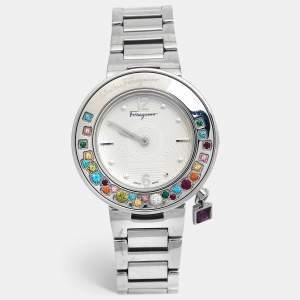Salvatore Ferragamo Silver Stainless Steel Gancino F64 Women's Wristwatch 36 mm
