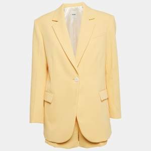 Sandro Yellow Crepe Single Breasted Shorts Suit S
