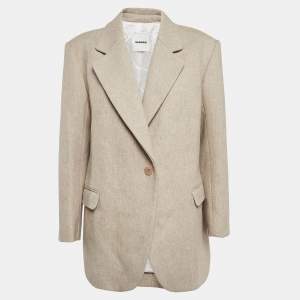 Sandro Beige Wool Blend Single Breasted Blazer M
