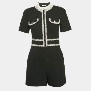 Sandro Black Lace Trim Tweed Ariela Playsuit S