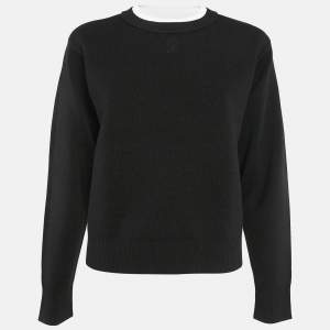 Sandro Black Wool Blend Crew Neck Jumper S