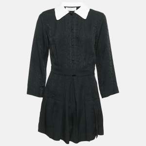 Sandro Black Snake Textured Viscose Playsuit S