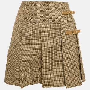 Sandro Brown Houndstooth Pleated Mini Skirt S