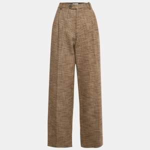 Pre Owned Sandro Brown Micro Houndstooth Trousers M