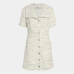 مملوك�ة مسبقًا فستان ساندرو كريمي/أزرق تويد قصير صغير الحجم