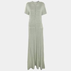 Pre Owned Sandro Green Lurex Knit Dress M
