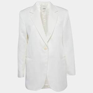 Pre Owned Sandro White Linen Blend Alicia Blazer M