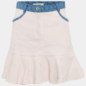 Pre Owned Sandro Pink Tweed Flounced Mini Skirt S 