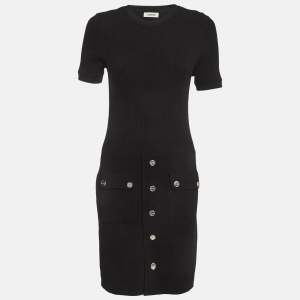 Pre Owned فستان ساندرو أسود مضلع محبوك لويز قصير متوسط الحجم