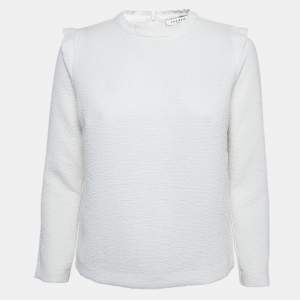 Sandro White Gauze Long Sleeve Top S