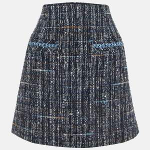 Sandro Navy Blue Tweed Mini Skirt M