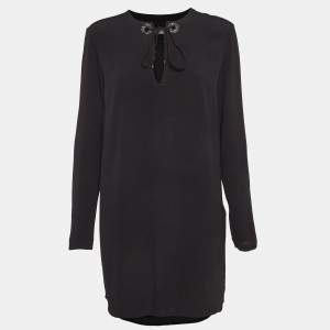 Sandro Black Black Crystal Embellished Crepe Tunic Dress L