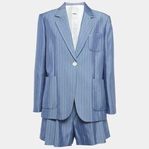 Sandro Blue Pinstripe Twill Blazer and Shorts (XL/L)