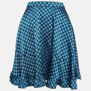 Sandro Green Printed Crepe Mini Skirt S