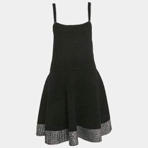 Sandro Black Rhinestone Embellished Stretch Knit Short Dress XL