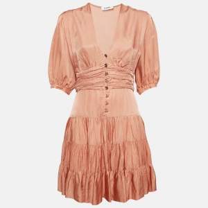 Sandro Orange Crepe Tiered Mini Dress S
