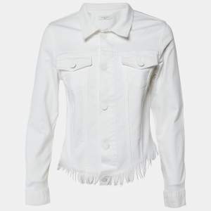 Sandro White Denim Raw Edge Detail Jacket M