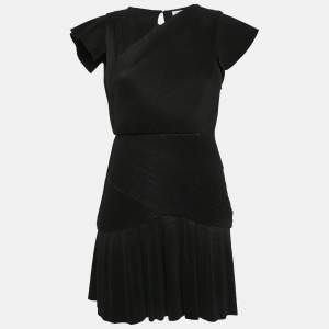 Sandro Black Crepe Pleated Odette Mini Dress XS
