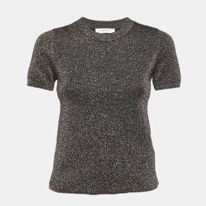 Sandro Metallic Lurex Knit Crew Neck Top M