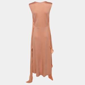Sandro Beige Jersey Sleeveless Tie Front Dress M