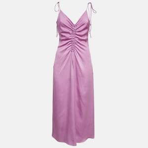 Sandro Lavender Crepe Ruche Detail Midi Slip Dress M