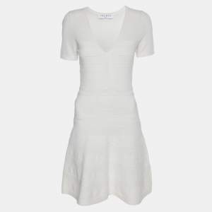Sandro White Stretch Knit Fabric Mini Dress S