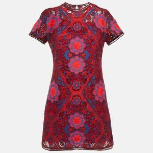 Sandro Red Guipure Lace Mini Dress S