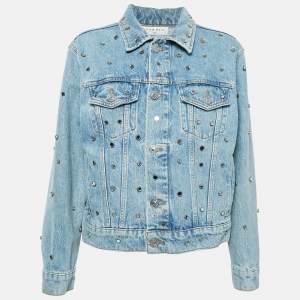 Sandro Blue Mirror Studded Denim Jacket M