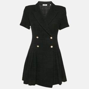 Sandro Black Tweed Double Breasted Mini Dress M