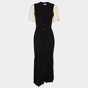 Sandro Black/Cream Stretch Knit Long Dress S