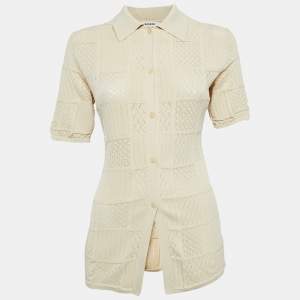 Sandro Beige Patterned Knit Button Front Cardigan XS